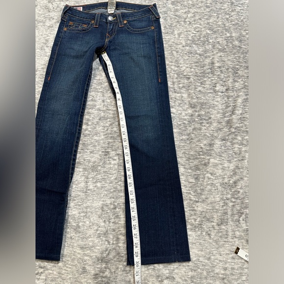True Religion Johnny Dark Wash Straight Leg Low Rise Size 28 - Picture 6 of 11